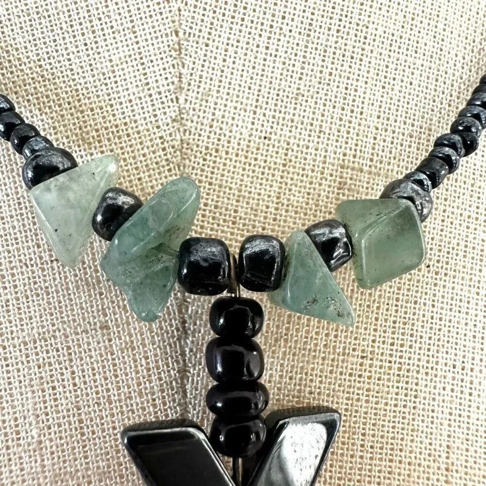Hematite aventurine pendant necklace